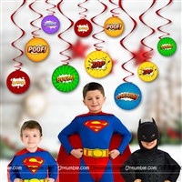 Swirl danglers - Superhero theme party supplies