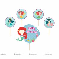 Mermaid Cup Cake Toppers (Pack of 12)