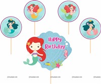 Mermaid Theme Cup Cake topper 