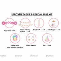 Unicorn theme Paper Fan Party Kit