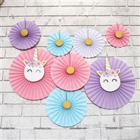 Unicorn paper fan decorations