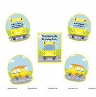 Wheels on the bus Super saver birthday decoration kit (Pack of 58 pieces)