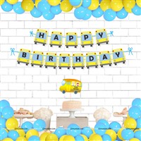 Wheels on the bus Theme Bunting , Topper and Balloons 