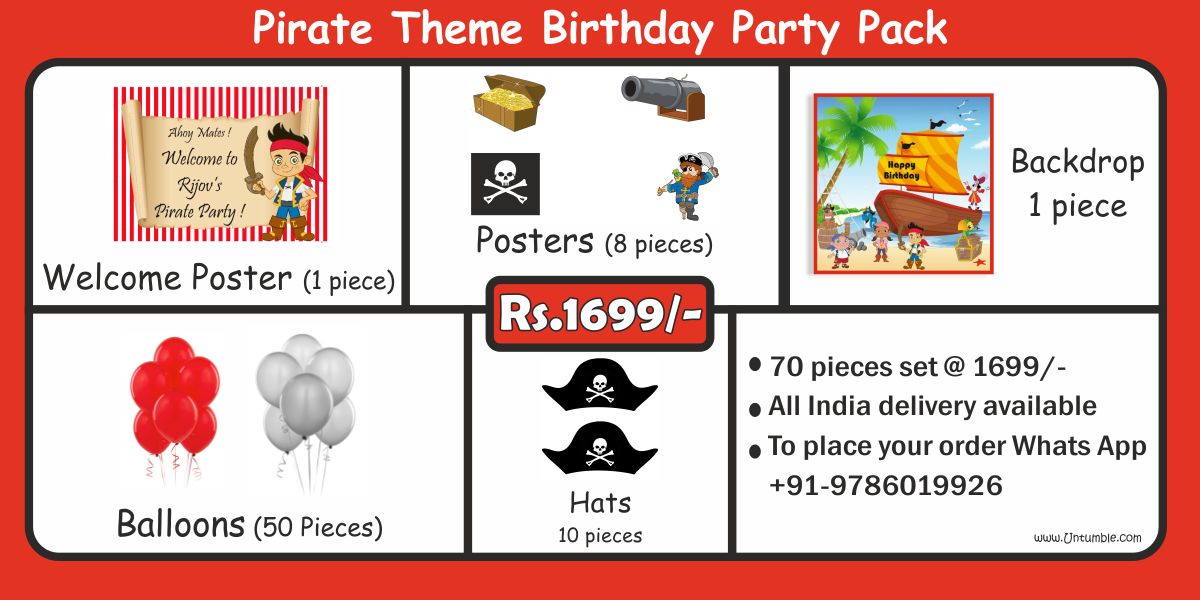 Pirate Birthday Party Treat Bags, 8-pk